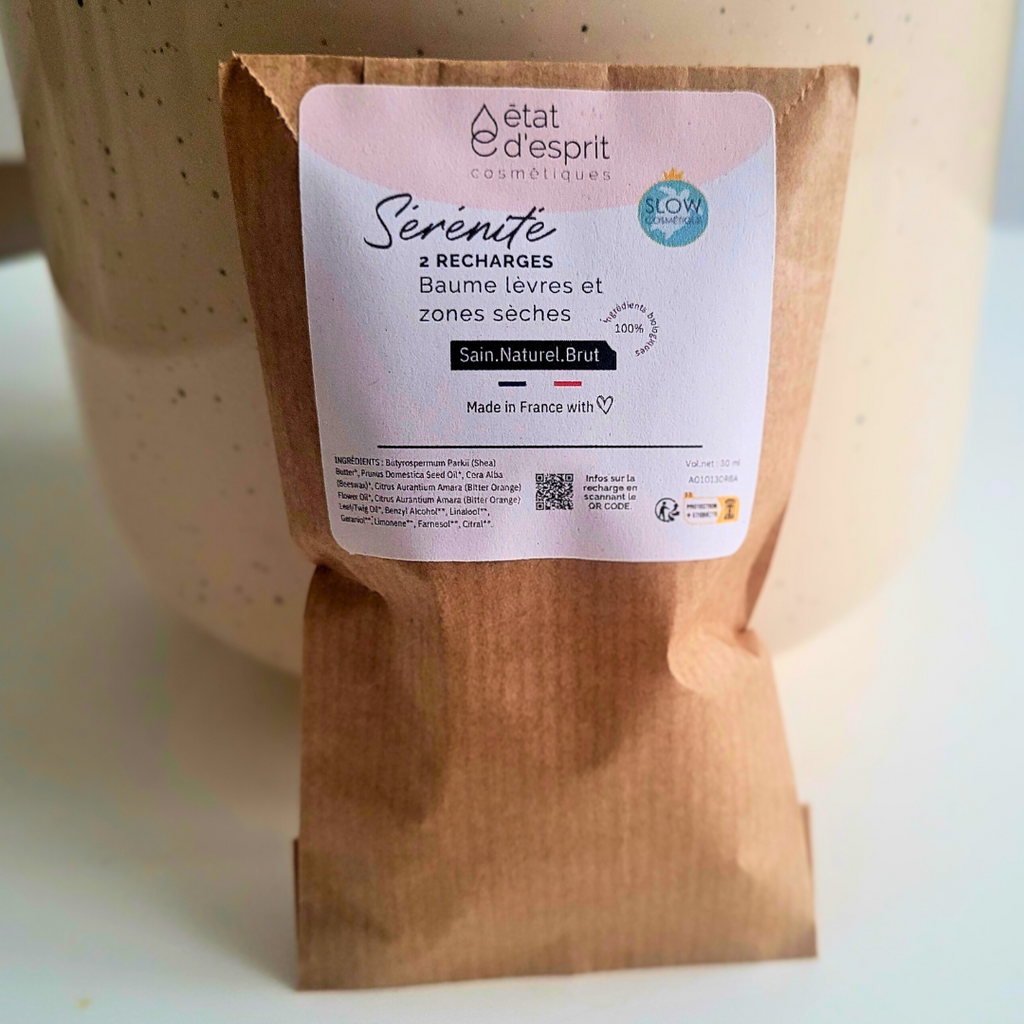 Lot de 2 recharges du baume Sérénité 100% Bio format lèvres et zones sèches